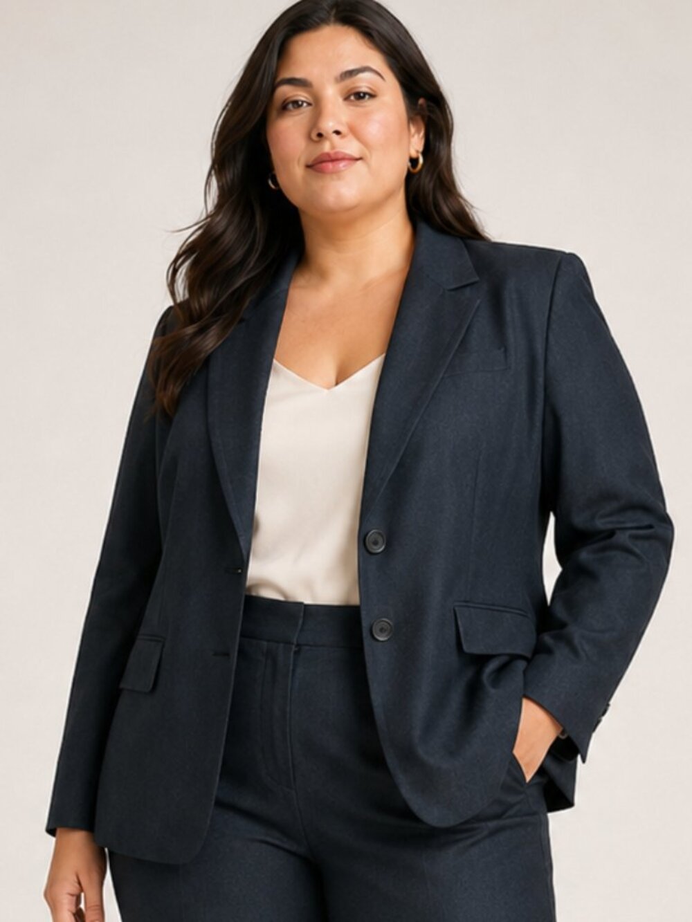 Kasper Woman 24W Navy Blue Two Button Tailored Blazer NWT Plus Size Career